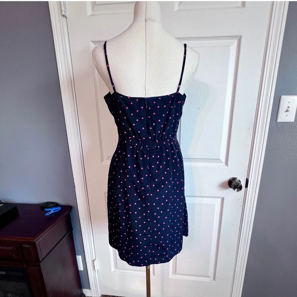 J. Crew Seaside Fit and‎ Flare Sun Dress Blue with Orange Polka Dots Women's 6